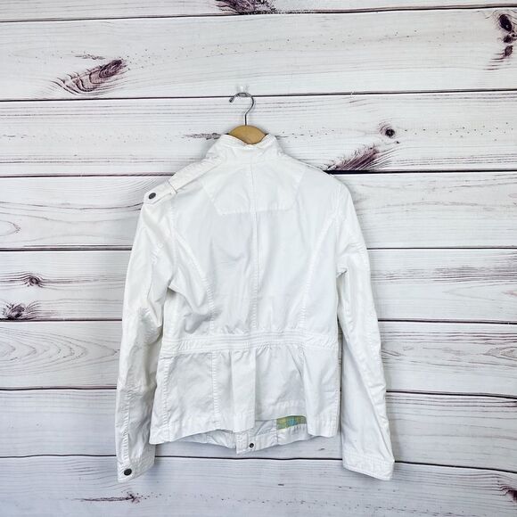 Free People White Zip Utility Jacket Size 12 - Picture 4 of 7